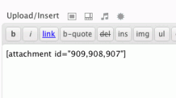 The shortcode being used in a post.